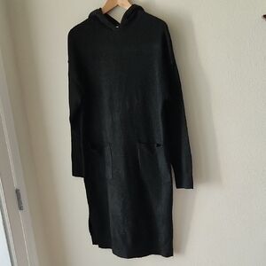 A NEW DAY Black Knit Sweater Mini Dress Hoodie Sz S Comfy Oversized Casual